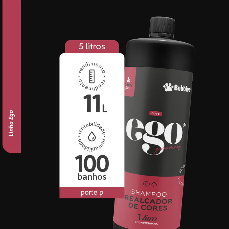 Shampoo Pet Realçador De Cores Pro (Ego) 1L 1:10 Cães e Gatos Banho e Tosa Bubbles