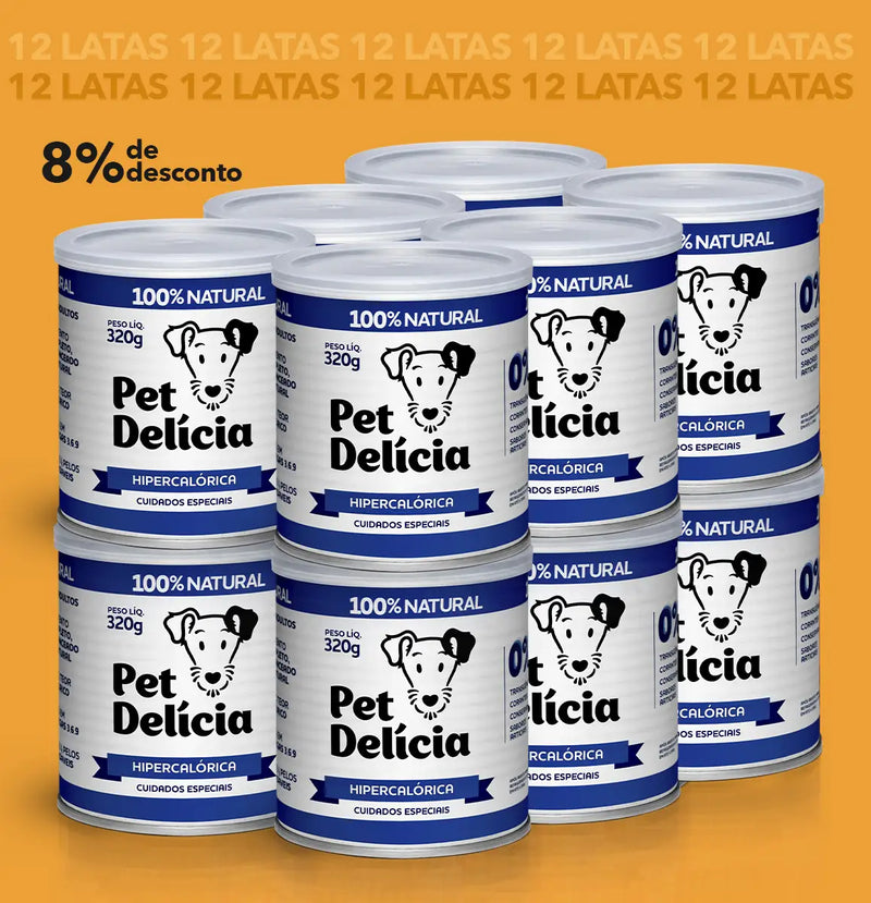 Kit 12 Unidades Pet Delícia Hipercalórica 320 g Cães