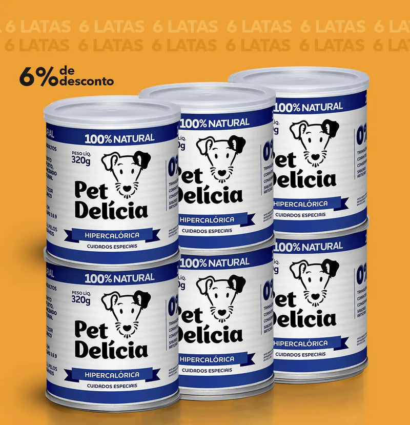Kit 6 Unidades Pet Delícia Hipercalórica 320 g Cães
