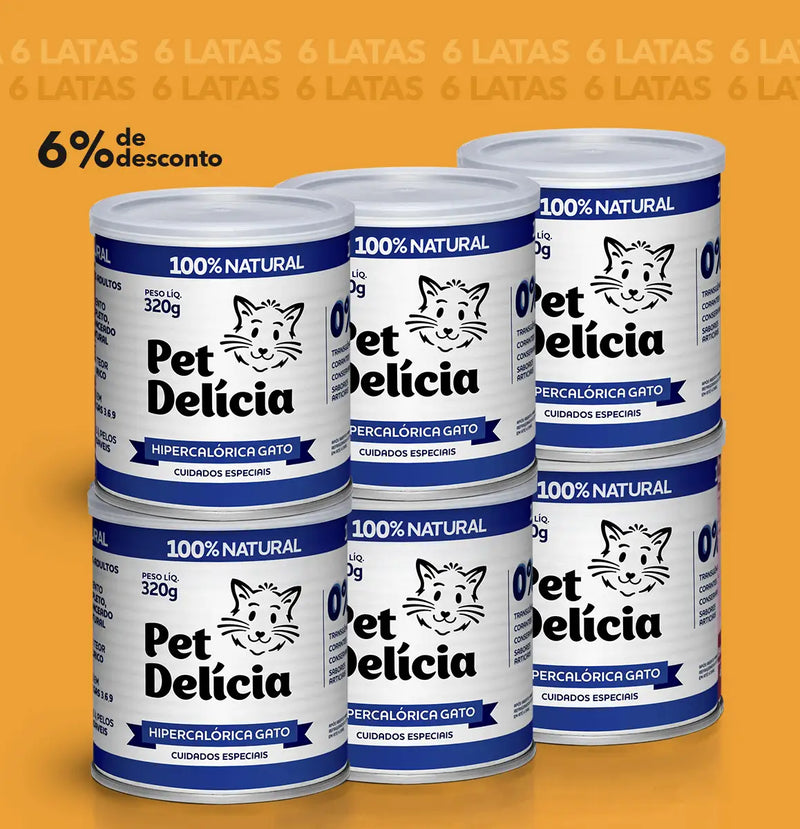 Kit 6 Unidades Pet Delícia Hipercalórica 320 g Gatos